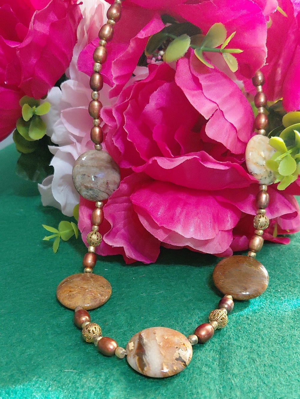 Brown Jasper Beaded Necklace - Women Jewelry